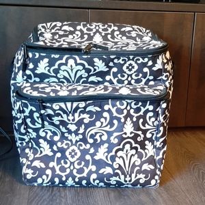 Thirty-One Rolling Cooler Black and White Damask